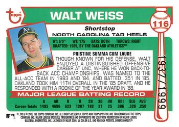 2005 Topps Pristine Legends #116 Walt Weiss Back