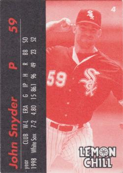 1999 Lemon Chill Chicago White Sox #4 John Snyder Back