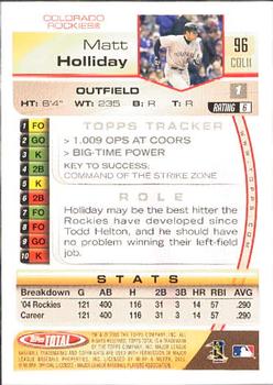 2005 Topps Total #96 Matt Holliday Back