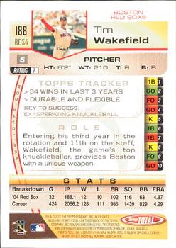2005 Topps Total #188 Tim Wakefield Back
