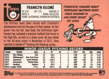 2018 Topps Heritage Minor League - Glossy #104 Franklyn Kilome Back