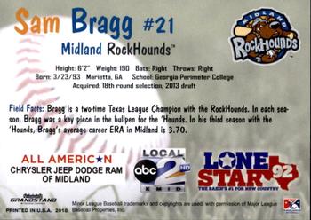 2018 Grandstand Midland RockHounds #4 Sam Bragg Back