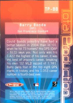 2005 Topps Total - Total Production #TP-BB Barry Bonds Back