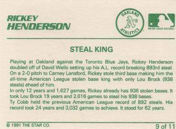 1991 Star Rickey Henderson #9 Rickey Henderson Back