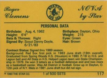 1990 Star Nova #117 Roger Clemens Back