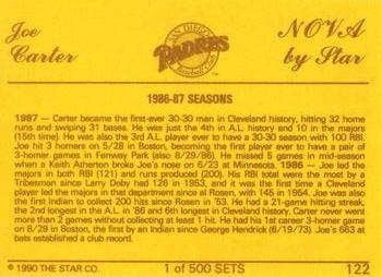 1990 Star Nova #122 Joe Carter Back