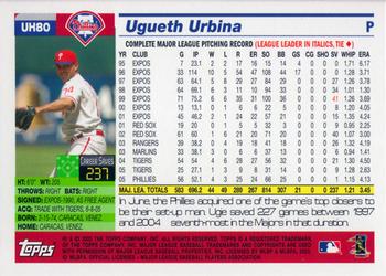 2005 Topps Updates & Highlights #UH80 Ugueth Urbina Back