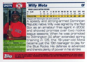 2005 Topps Updates & Highlights #UH279 Willy Mota Back