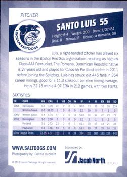 2011 Lincoln Saltdogs #NNO Santo Luis Back