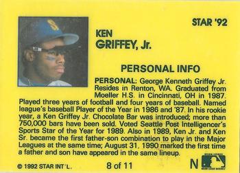 1992 Star Ken Griffey Jr. #8 Ken Griffey, Jr. Back