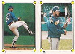 1987 Topps Stickers Hard Back Test Issue #37 / 198 Paul Assenmacher / Cecil Cooper Front