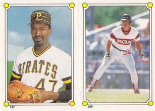 1987 Topps Stickers Hard Back Test Issue #127 / 289 Cecilio Guante / Tim Hulett Front