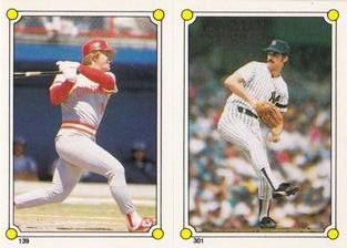 1987 Topps Stickers Hard Back Test Issue #139 / 301 Pete Rose / Ron Guidry Front