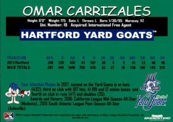 2018 Grandstand Hartford Yard Goats #NNO Omar Carrizales Back