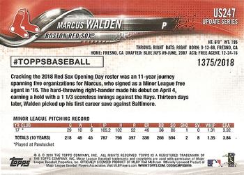 2018 Topps Update - Gold #US247 Marcus Walden Back