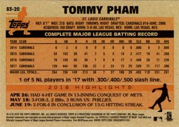 2018 Topps Update - 1983 Topps Baseball 35th Anniversary #83-20 Tommy Pham Back