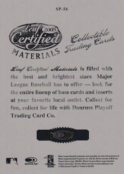 2005 Donruss Studio - Portraits Certified Materials Red B/W #SP-56 Mike Mussina Back