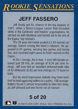 1992 Fleer - Rookie Sensations #5 Jeff Fassero Back