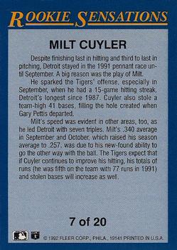 1992 Fleer - Rookie Sensations #7 Milt Cuyler Back
