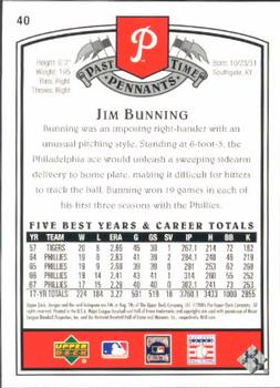 2005 UD Past Time Pennants #40 Jim Bunning Back