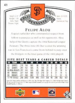 2005 UD Past Time Pennants #41 Felipe Alou Back