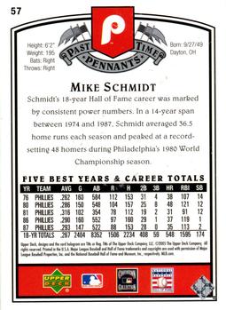 2005 UD Past Time Pennants #57 Mike Schmidt Back