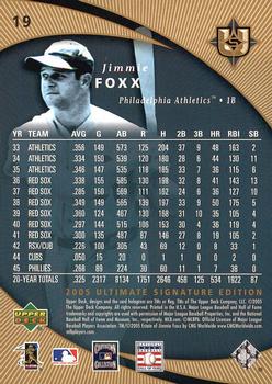 2005 UD Ultimate Signature Edition #19 Jimmie Foxx Back