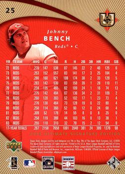 2005 UD Ultimate Signature Edition #25 Johnny Bench Back