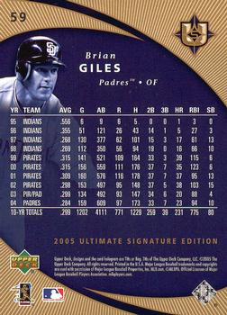 2005 UD Ultimate Signature Edition #59 Brian Giles Back