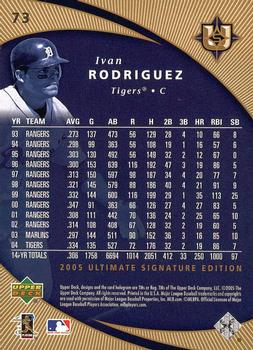 2005 UD Ultimate Signature Edition #73 Ivan Rodriguez Back