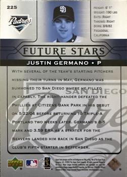 2005 Upper Deck #225 Justin Germano Back