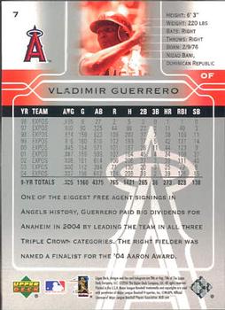 2005 Upper Deck #7 Vladimir Guerrero Back