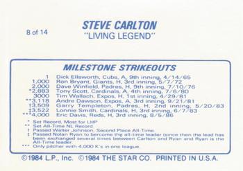 1987 Star Steve Carlton - Glossy #8 Steve Carlton Back