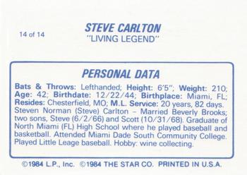 1987 Star Steve Carlton - Glossy #14 Steve Carlton Back