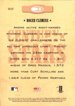 2005 Donruss Throwback Threads - Century Stars #CS-22 Roger Clemens Back
