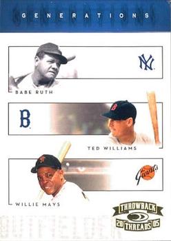 2005 Donruss Throwback Threads - Generations #G-5 Babe Ruth / Ted Williams / Willie Mays Front