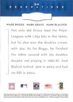 2005 Donruss Throwback Threads - Generations #G-8 Wade Boggs / Mark Grace / Hank Blalock Back
