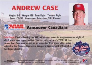 2015 Grandstand Northwest-Pioneer League All-Star Game #NNO Andrew Case Back