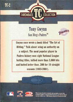 2005 Donruss Throwback Threads - Throwback Collection #TC-2 Tony Gwynn Back
