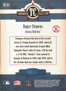 2005 Donruss Throwback Threads - Throwback Collection #TC-21 Roger Clemens Back