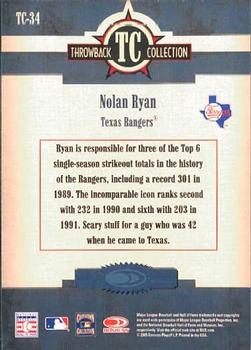 2005 Donruss Throwback Threads - Throwback Collection #TC-34 Nolan Ryan Back