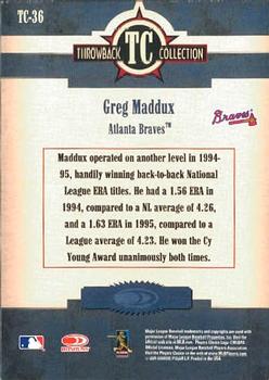 2005 Donruss Throwback Threads - Throwback Collection #TC-36 Greg Maddux Back