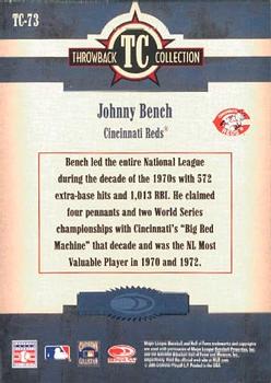 2005 Donruss Throwback Threads - Throwback Collection #TC-73 Johnny Bench Back