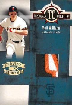 2005 Donruss Throwback Threads - Throwback Collection Material Prime #TC-55 Matt Williams Front