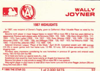 1990 Star Silver #32 Wally Joyner Back