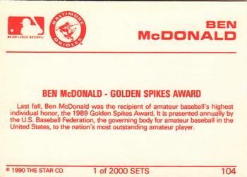 1990 Star Silver #104 Ben McDonald Back