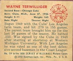 1950 Bowman #114 Wayne Terwilliger Back