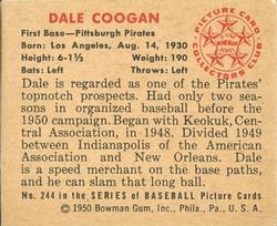 1950 Bowman #244 Dale Coogan Back