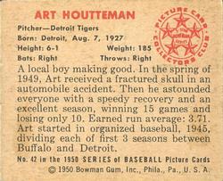 1950 Bowman #42 Art Houtteman Back