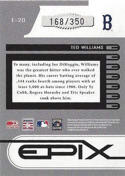 2005 Donruss Zenith - Epix Game Blue #E-20 Ted Williams Back